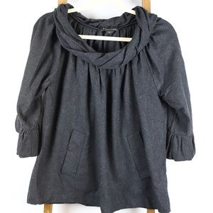 Charcoal Wool Long Sleeve Blouse